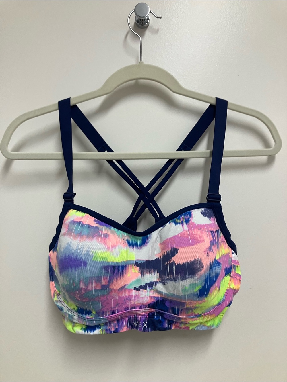 Victoria's Secret Multicolor Athletic Sports Bra with Navy Straps